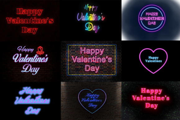 Download Valentines Day Text Neon Glow Effect - Text Collection