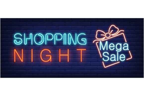Download Shopping Night, Mega Sale Neon Text with - Text Collection