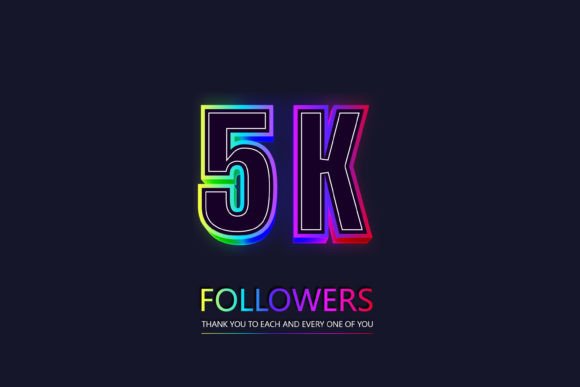 Download 5k Followers and Subscribers Neon Text - Text Collection
