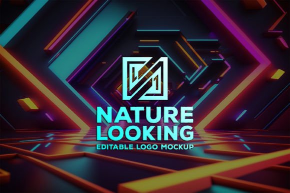 Download Logo Mockup on the Neon Background - Premium Resources
