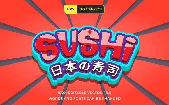 Download Editable Text Effect Sushi Japanese Food - Text Collection